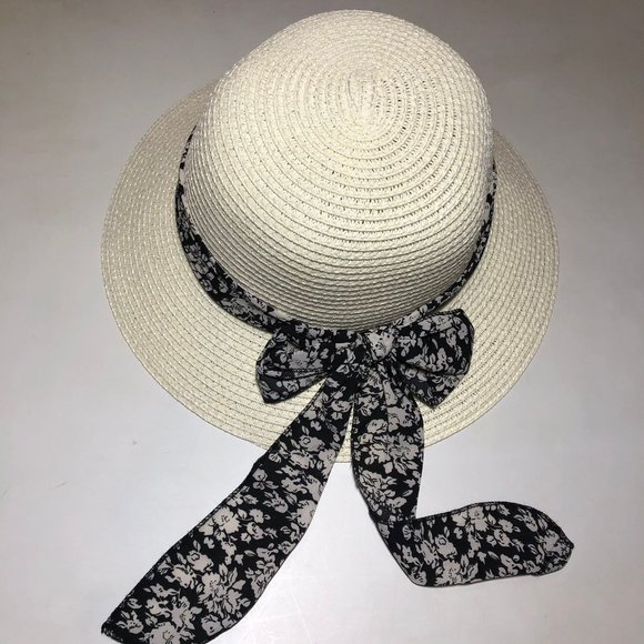 Beach Sun Hat Floral Ribbon Church Bow Women's Packable Cloche Paper SPF50 - Picture 8 of 13